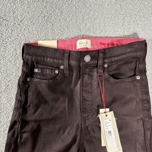 NWT AO L.A High Rise Ankle Skinny Jeans Alice + Olivia Wine/Bubblegum Size 26 - Picture 5 of 15